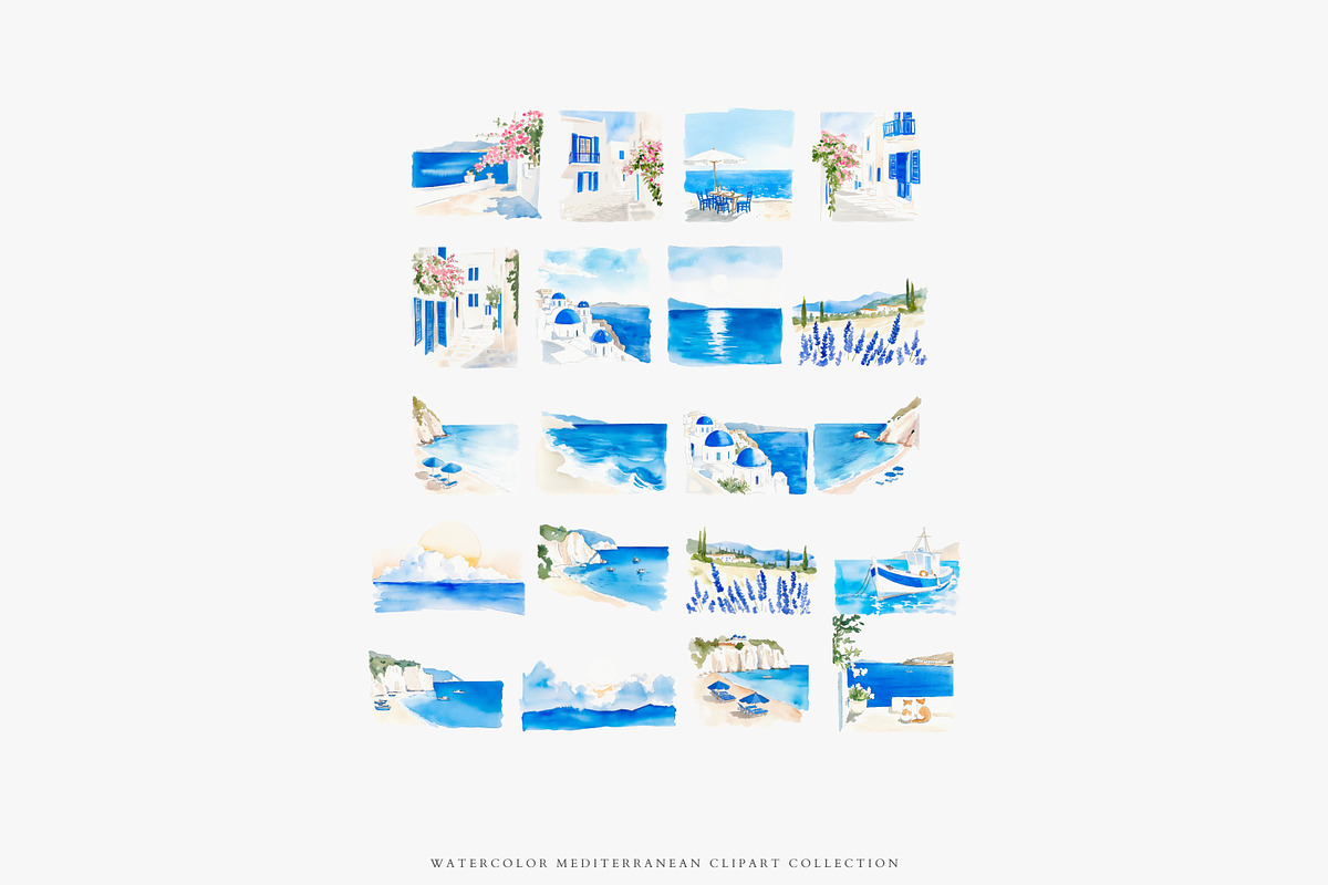 greek clipart mediterranean set, a Decorative Illustration by Patishop Art (Photo 9 of 10)