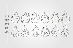 fire flames line art icon vector, an Object Illustration by lawoel