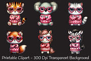Grumpy Valentine animal clipart bund, an Illustration by RobertsArt (Thumbnail 6 of 7)