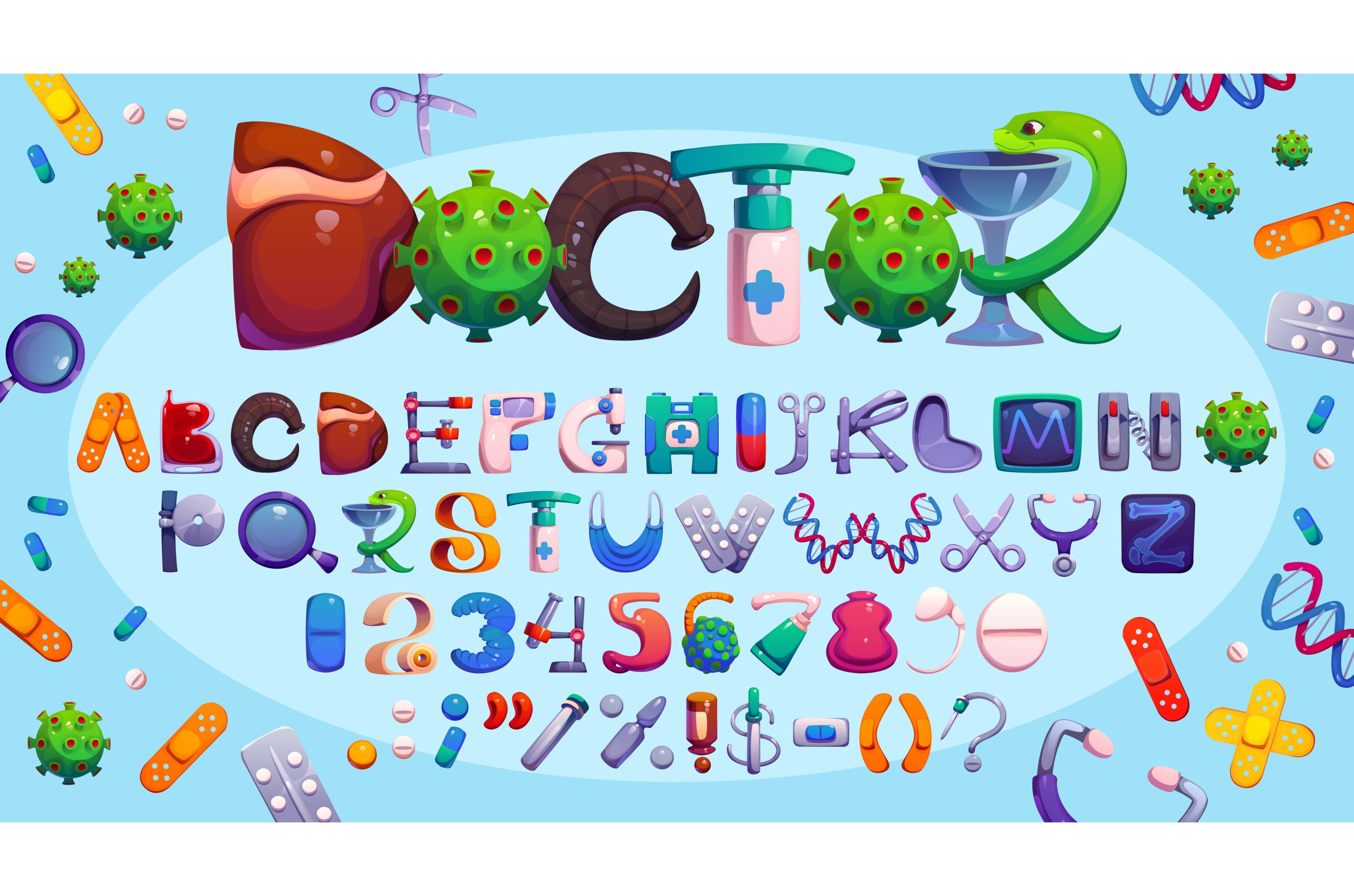 Medicine type, medical font letters, an Object Illustration by Vector ...