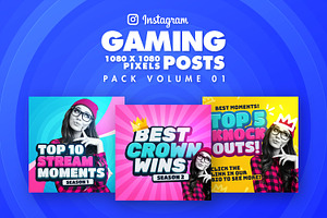 Gaming Instagram Posts Pack 01, a Social Media Template by Odin_Design