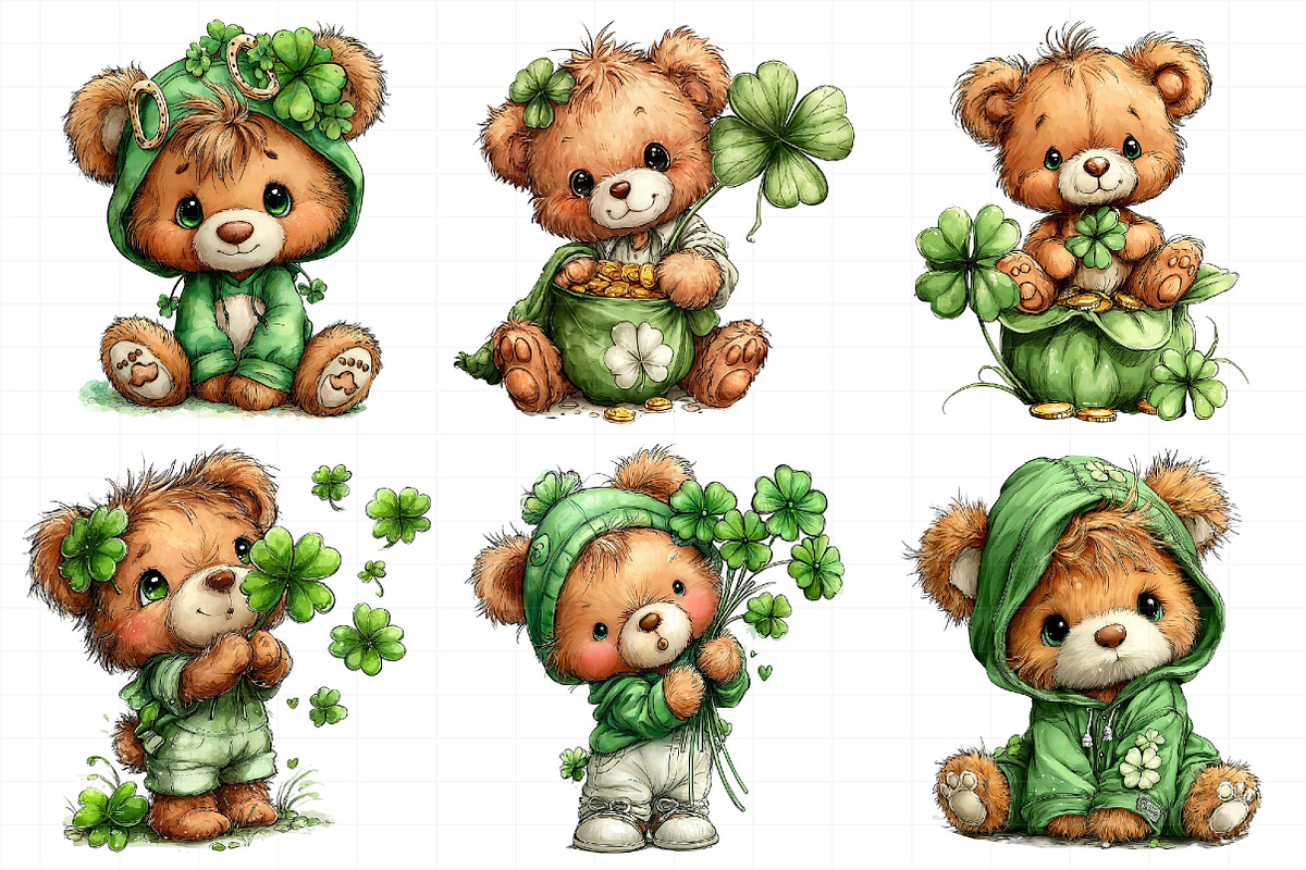 St. Patrick's Teddy Bear Clipart, an Illustration by Daily.Designs (Photo 6 of 8)