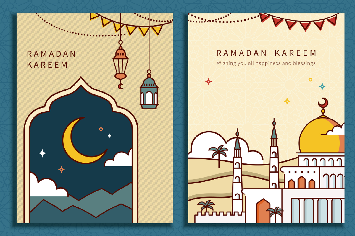 Ramadan Line Style Template Set, a Poster Template by TotallypicRF