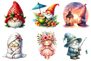Watercolor Summer Gnome Clipart, an Illustration by DreamPrint404 (Thumbnail 4 of 6)