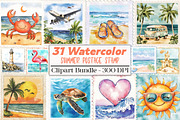 Summer Postage Stamp Clipart, an Illustration by DreamCafeArt (Thumbnail 1 of 5)