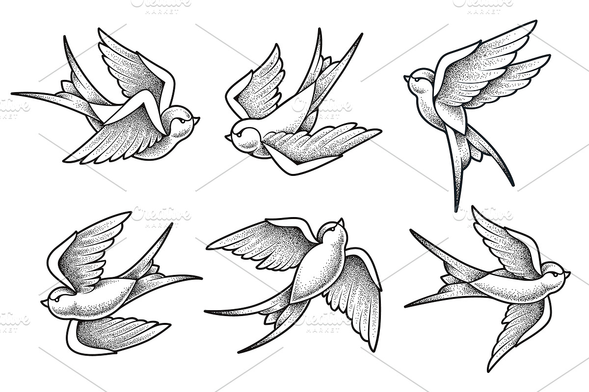 Old School Tattoo Birds, an Animal Illustration by Vecster (Photo 3 of 9)