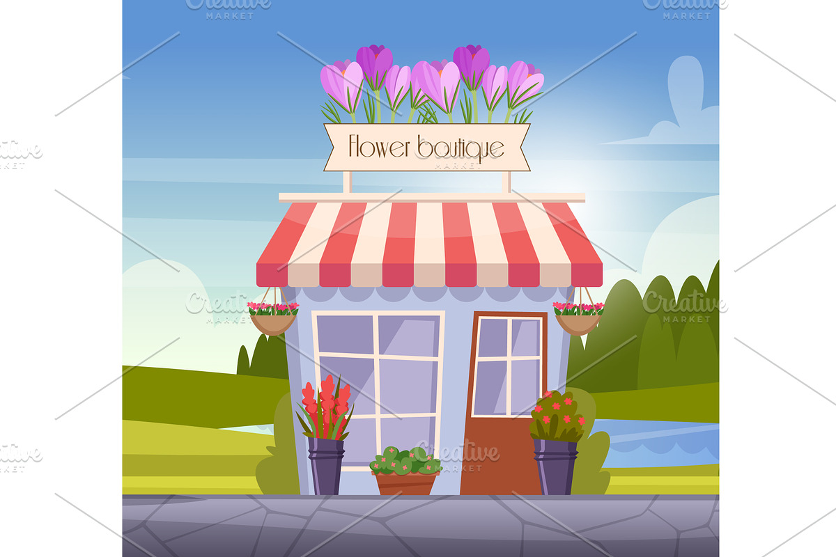 Flower boutique. outdoor background, an Object Illustration by Onyx