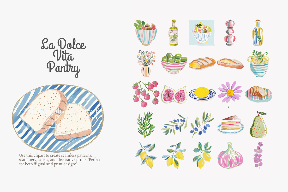 La dolce vita pantry clipart set, a Decorative Illustration by Patishop Art (Photo 6 of 10)