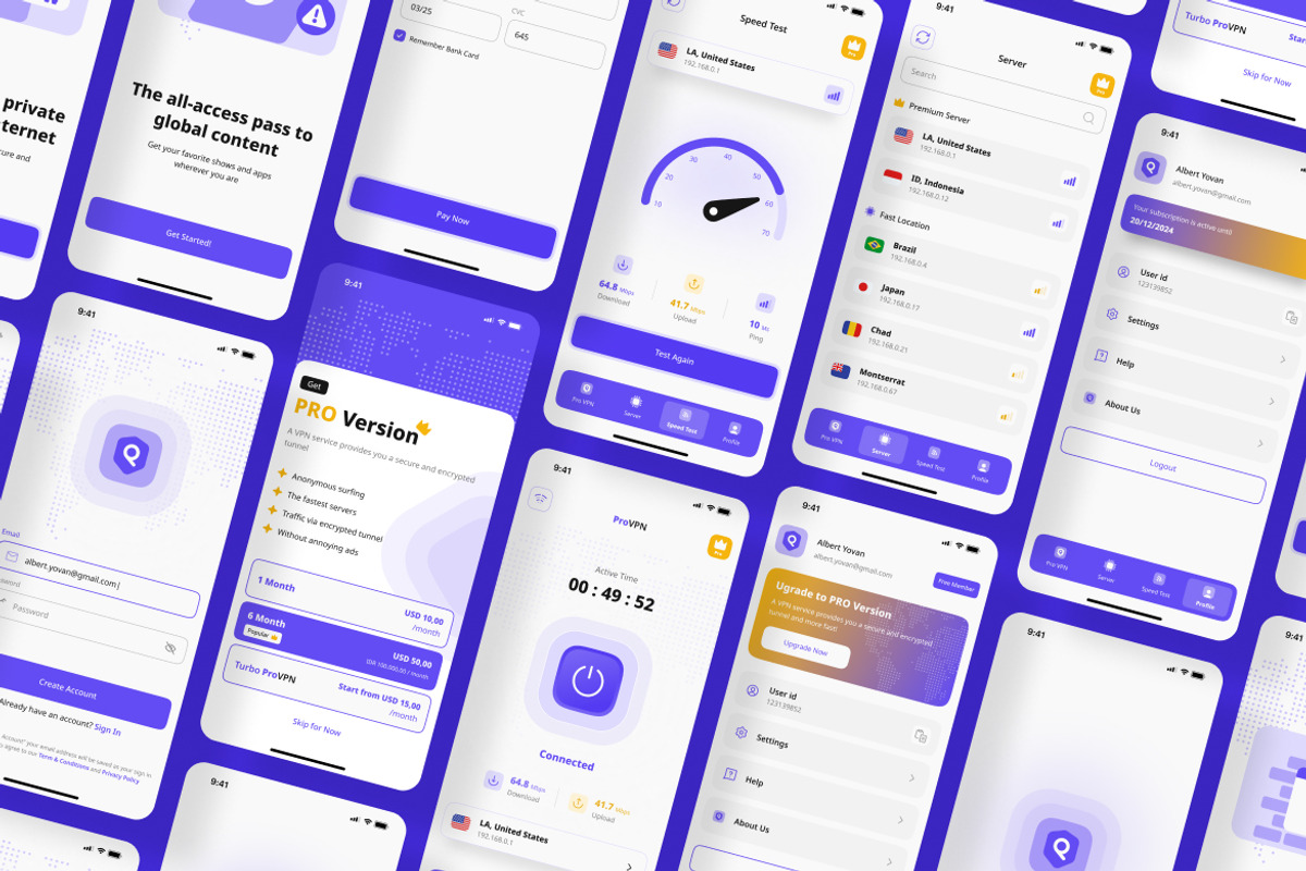 VPN App Mobile UI KIT, an App Template by UICreative (Photo 4 of 4)