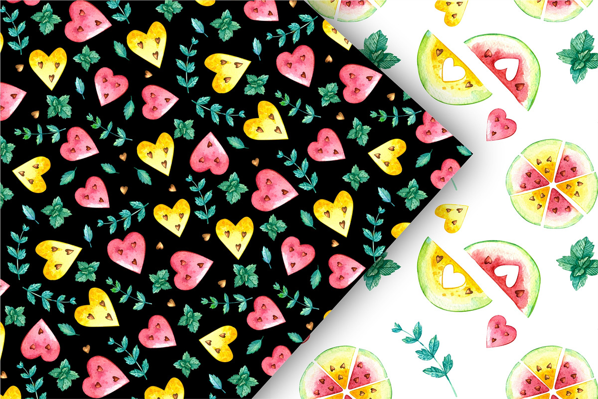 Watermelons Clipart & Patterns, a Food Illustration by Valin Malin (Photo 9 of 14)