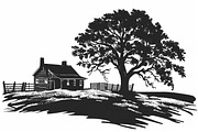 Farmhouse scene silhouette vector, an Illustration by Amazin_art (Thumbnail 5 of 13)