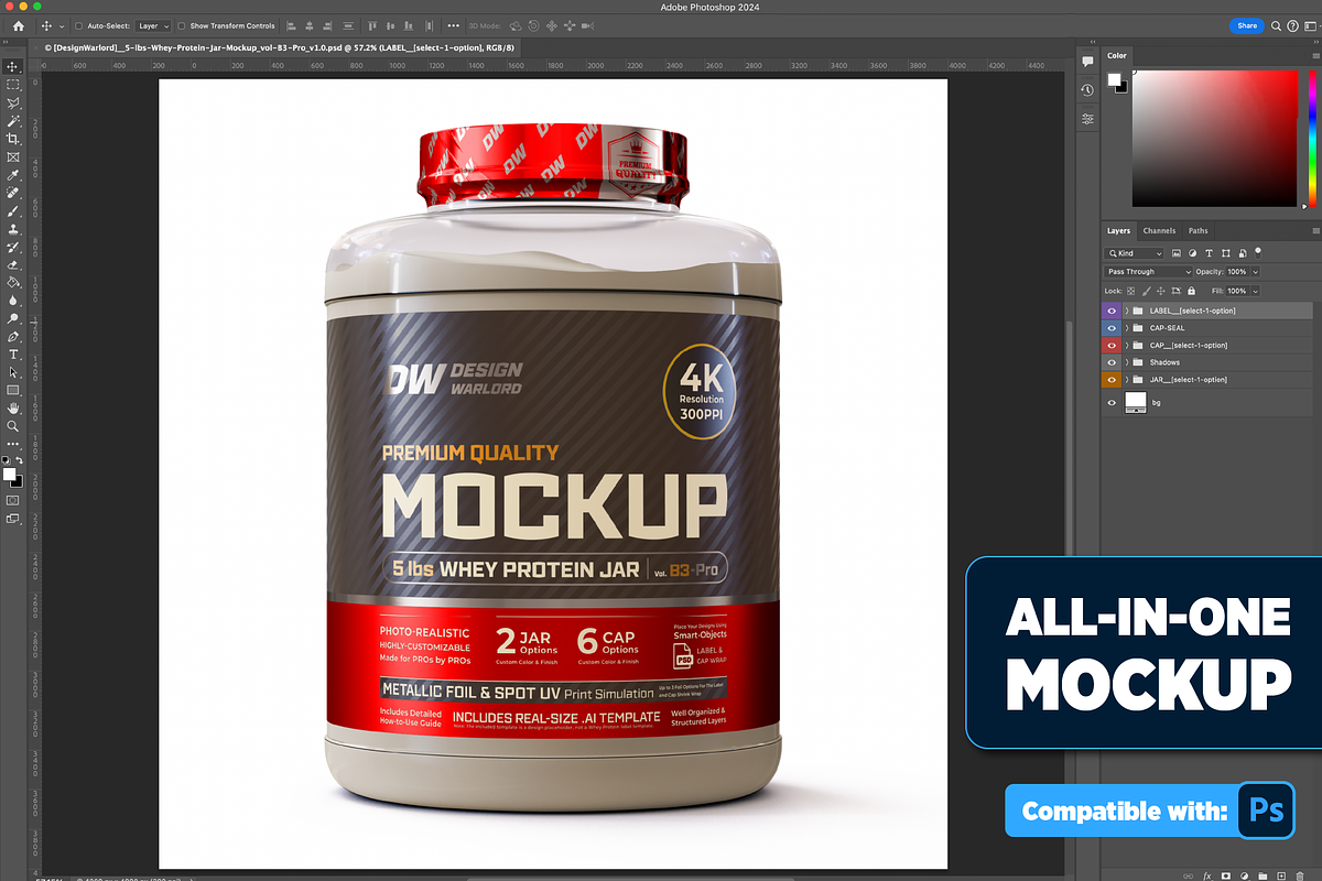5lb Whey Protein Jar Mockup B3-Pro, a Packaging Mockup by Design Warlord (Photo 2 of 16)