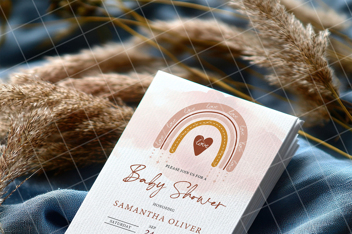 Blue 5x7 Invitation card mockup PSD, an Advertising Mockup by Blush Roses Print (Photo 8 of 8)