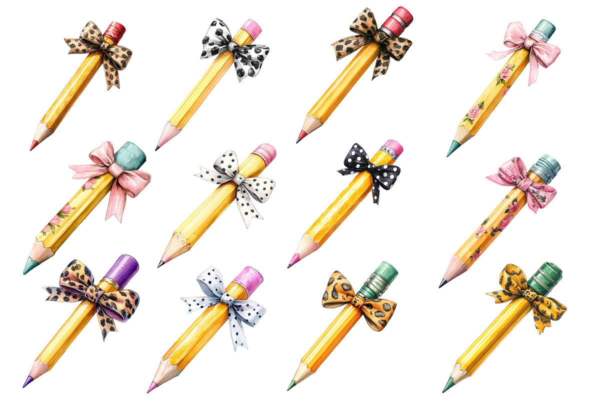 Coquette Teacher Pencil Clipart PNG, an Illustration by Designworld (Photo 2 of 4)