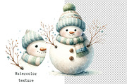 37 Adorable watercolor snowmen, a Seasonal Illustration by Cute Little Workshop (Thumbnail 4 of 8)