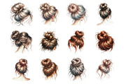 Messy Bun Clip-art, a Graphic by CitraGraphics (Thumbnail 3 of 4)