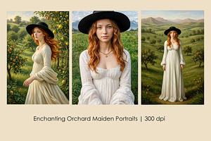 Enchanting Orchard Maiden Portraits, a Person Illustration by StockVerse Creative