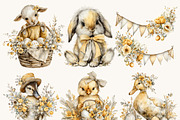Watercolor Farmhouse Easter Clipart, an Object Illustration by BusyDaydesign (Thumbnail 3 of 9)