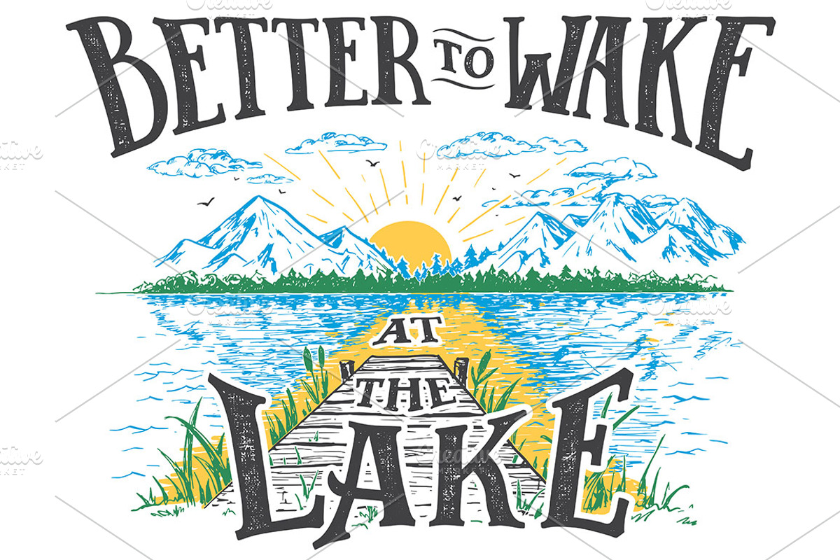 7 Lake Hand Lettering Signs, a Decorative Illustration by Paul Lesser (Photo 4 of 8)
