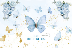 Blue And Gold Butterflies Clipart