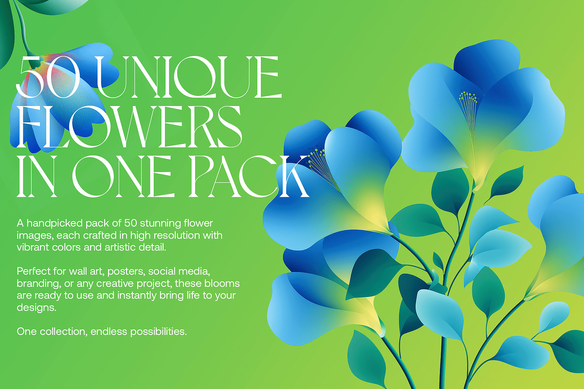 50 Digital Flower Image Collection, a Background Graphic by MindMuse (Photo 2 of 7)