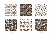 Mushrooms. Seamless Patterns Set, a Pattern Graphic by Curly_Pat (Thumbnail 4 of 5)