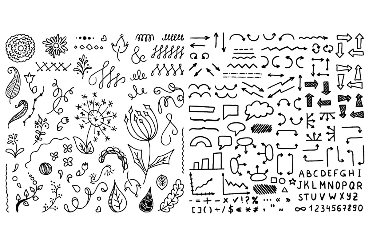 450 Hand-drawn elements, an Object Graphic by Xella Design (Photo 3 of 4)