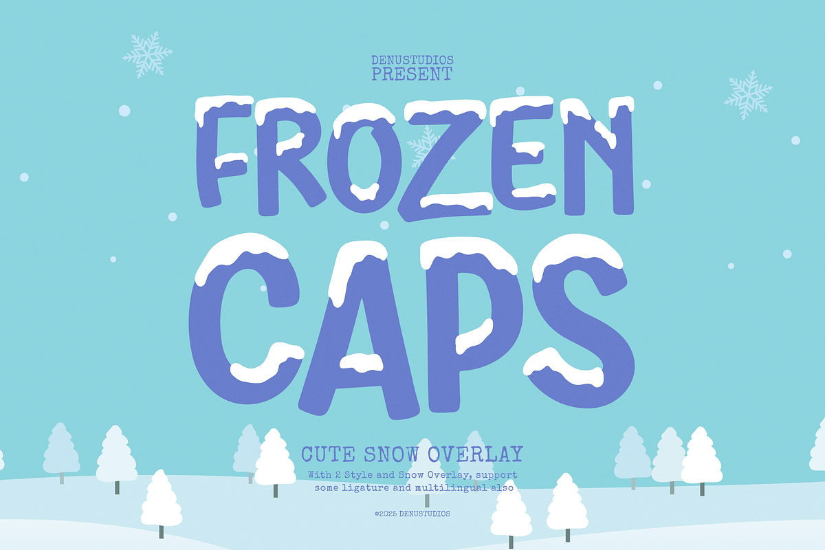 Frozen Caps | Cute Snow Overlay, a Handwritten Font by Denustudios (Photo 1 of 12)