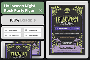 Halloween Night Rock Party Flyer