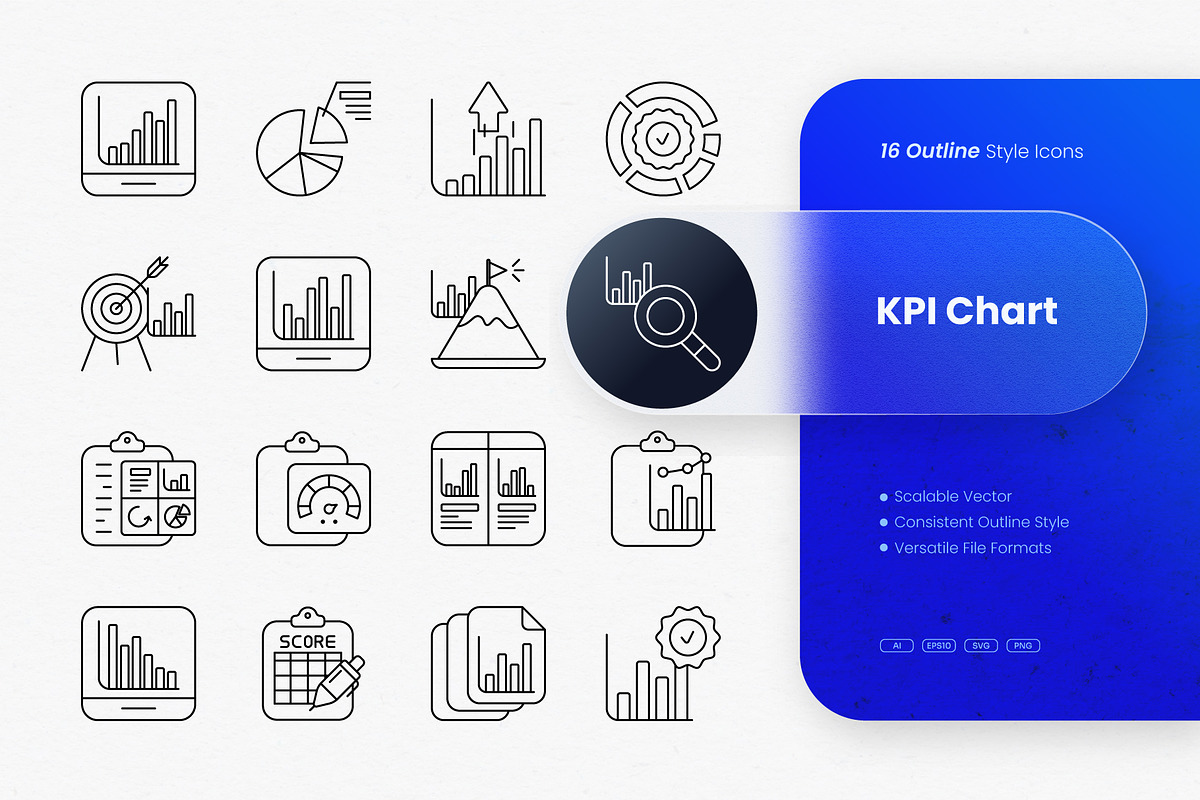 KPI Chart Outline Icons, an Outline Icon by cidcud_graphic