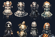 Halloween Spooky Dolls Clipart, an Illustration by GiraffeCreative (Thumbnail 5 of 9)