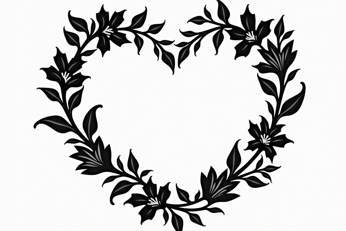 8 Heart Silhouette Floral Frames, an Illustration by hafijul (Photo 7 of 9)