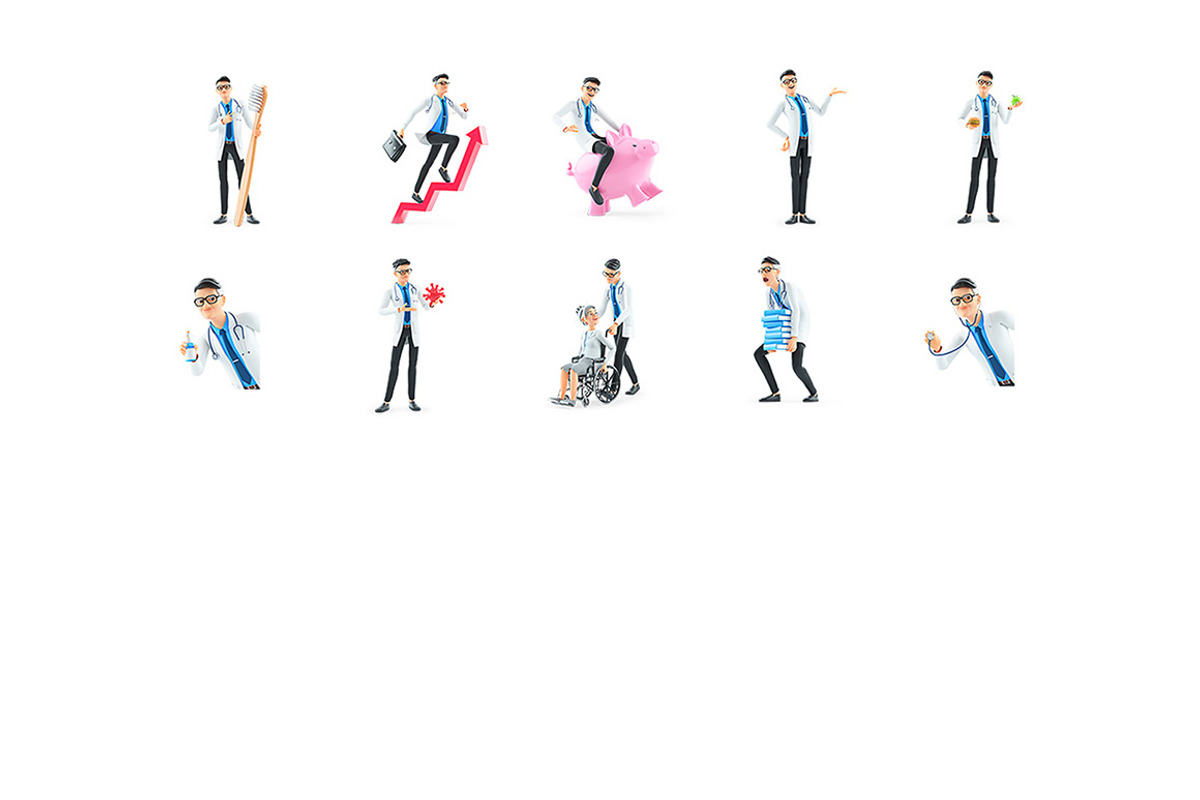 Cartoon Doctor – Set of 45 Poses, a Person Illustration by 3DMask (Photo 5 of 6)