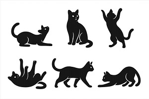 Silhouettes of playful cats engaged, an Animal Illustration by ZinetroN
