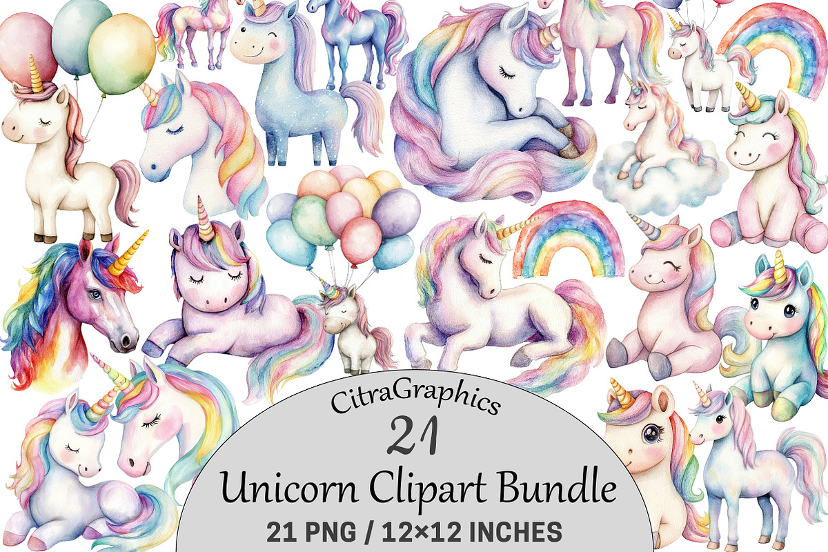 Unicorn Clipart, an Illustration by CitraGraphics (Photo 1 of 5)