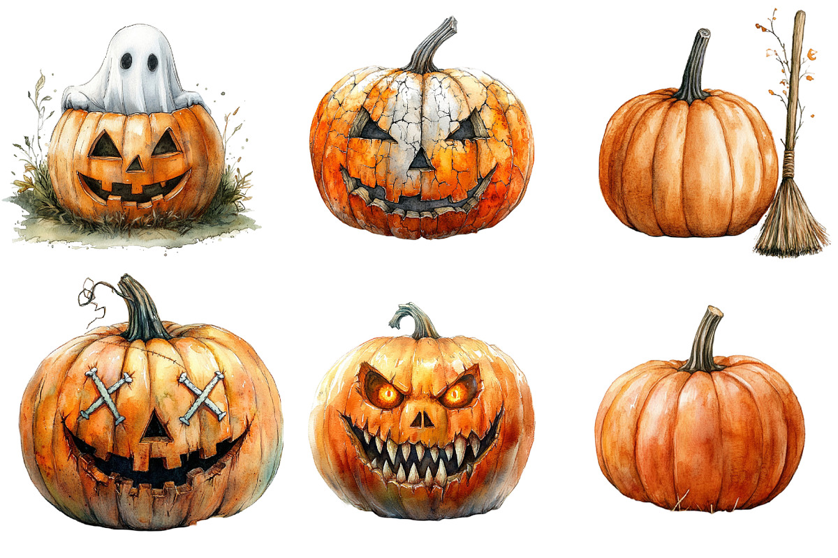 Halloween Pumpkin Clipart, an Illustration by DreamArtGraphic (Photo 5 of 5)