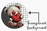 Whimsical Valentines Teddy Clipart, an Illustration by Canvas Craft (Thumbnail 2 of 6)