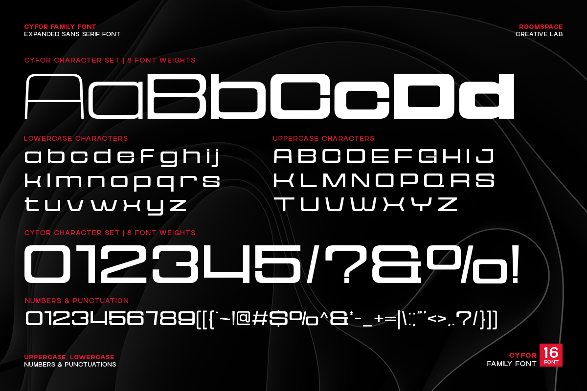 Cyfor – A Modern Expanded Sans Serif, a Sans Serif Font by roomspace creative lab (Photo 10 of 10)
