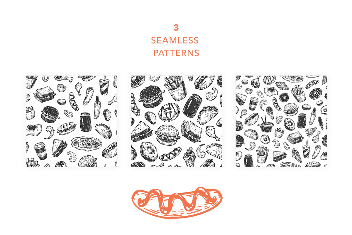Fast Food. Vector Illustrations., a Food Illustration by Olga Olmix (Photo 3 of 7)
