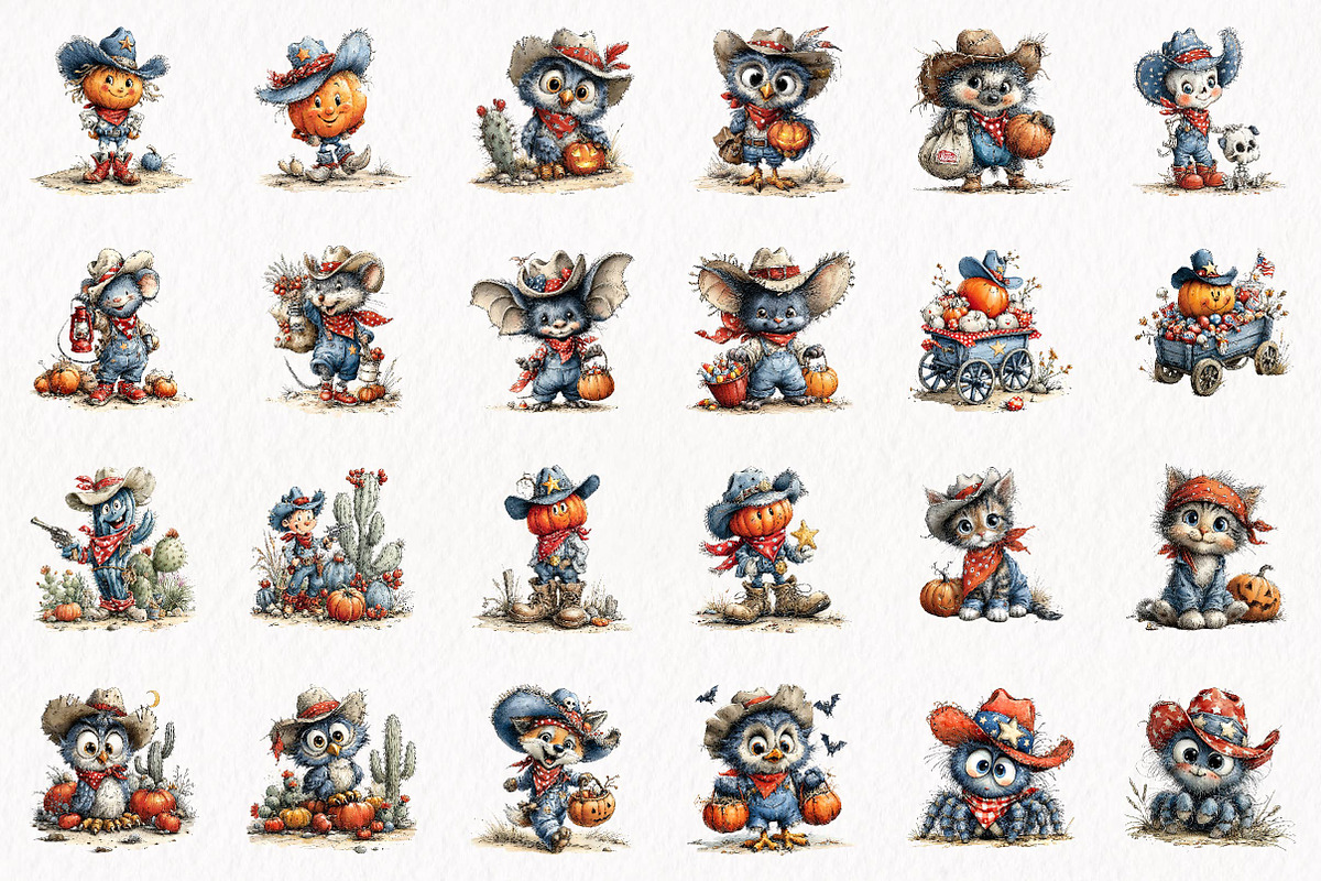 Cute Western Halloween Clipart, a Seasonal Illustration by fashionaddict (Photo 4 of 7)