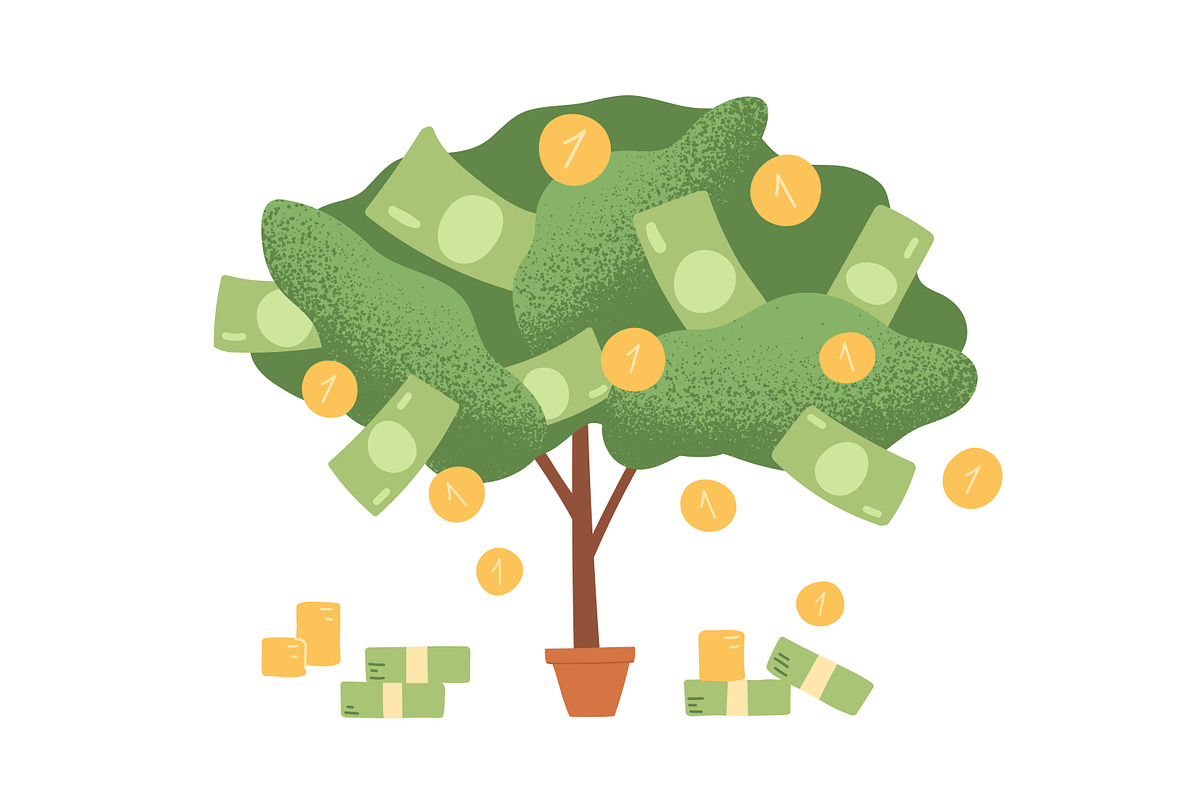 Money tree with coins and banknotes, a Finance Illustration by Good Studio (Photo 1 of 4)