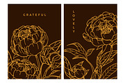 Retro, engraved peony flower cards, a Decorative Illustration by Good Studio (Thumbnail 2 of 6)