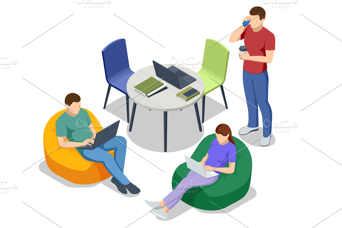Coworking space with people working, a Person Illustration by Golden Sikorka