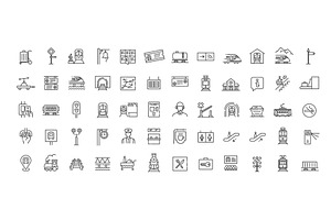 Set Of Train Station Icons