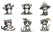 Whimsical Summer Cats Clipart, an Illustration by SinaCreation (Thumbnail 6 of 7)