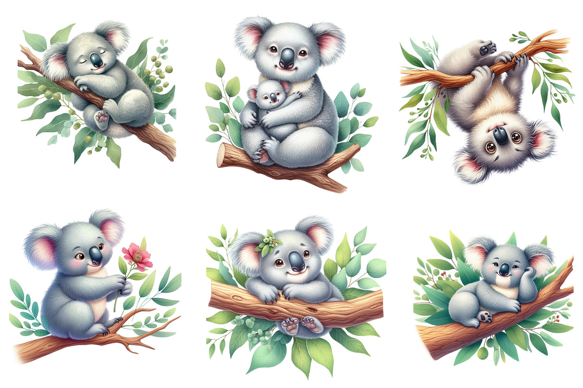 Koala watercolor clipart, an Illustration by CreationArt (Photo 2 of 5)