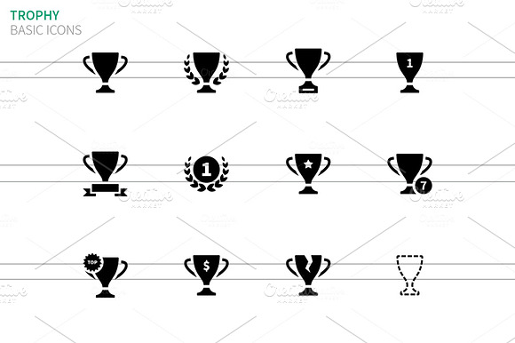 Trophy Icons On White