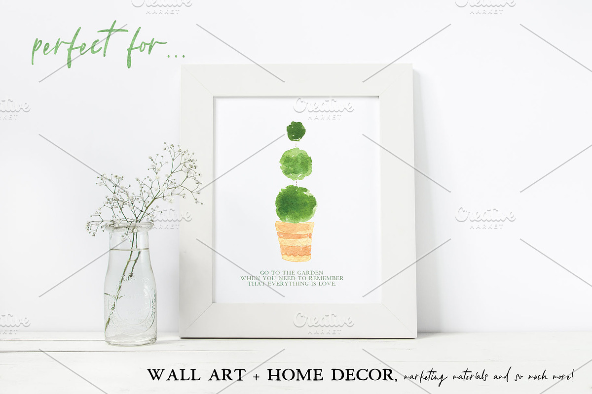Watercolor Topiary Collection, an Illustration by thestripedchicken (Photo 6 of 6)