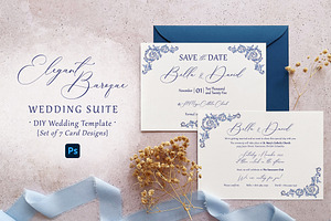 Elegant Baroque Wedding Suite, an Invitation Template by BlueRobinDesignShop