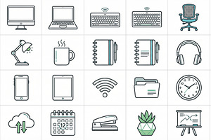 Modern Workspace Outline Icon Set, an Outline Icon by adenpinkstore